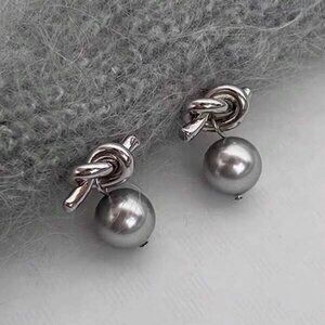 Silver Knot & Pearl Drop Earrings